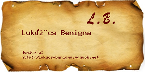Lukács Benigna névjegykártya